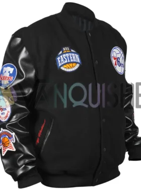 Philadelphia 76ers Black Out Team Logo Varsity Jacket