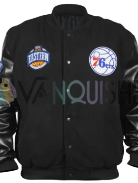 Philadelphia 76ers Black Out Team Logo Varsity Jacket