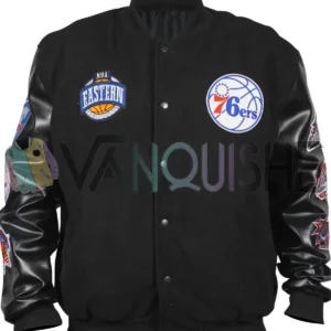 Philadelphia 76ers Black Out Team Logo Varsity Jacket