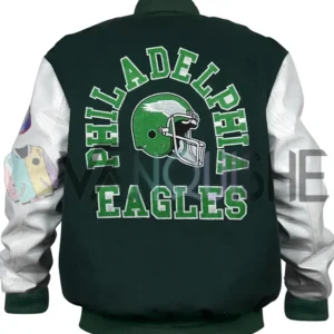 Philadelphia Eagles 80’s Green Varsity Jacket back