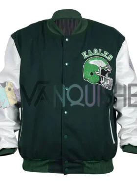 Philadelphia Eagles 80’s Green Varsity Jacket front