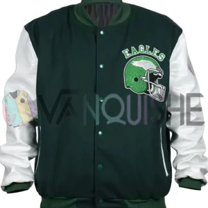 Philadelphia Eagles 80’s Green Varsity Jacket front