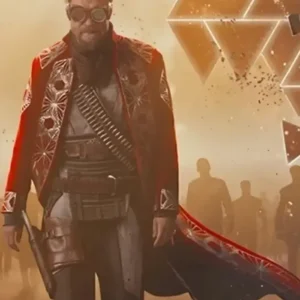 Pilou Asbæk Foundation S03 Maroon Coat Front Look