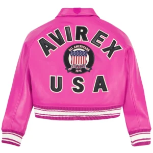 Pink Avirex Cropped Leather Jacket