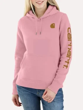 Pink Carhartt Sleeve Logo Hoodie