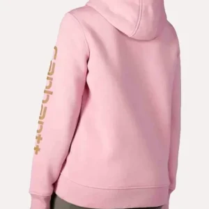 Pink Carhartt Sleeve Logo Hoodie Back Look