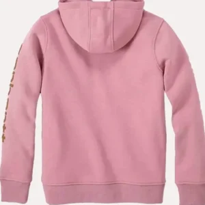 Pink Carhartt Sleeve Logo Hoodie Back Look