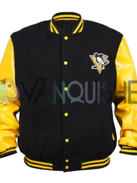 Pittsburgh Penguins NHL Black and Yellow Varsity Jacket