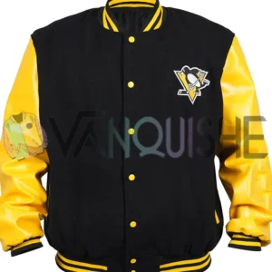 Pittsburgh Penguins NHL Black and Yellow Varsity Jacket