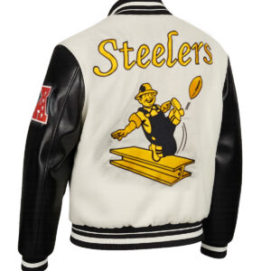Pittsburgh Steelers Cream and Black Varsity Jacket Sale