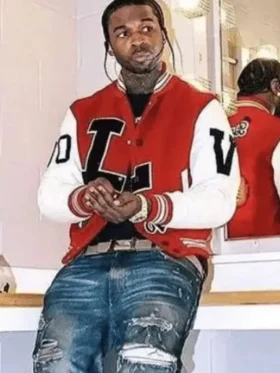 Pop Smoke Dreaming Red Varsity Jacket