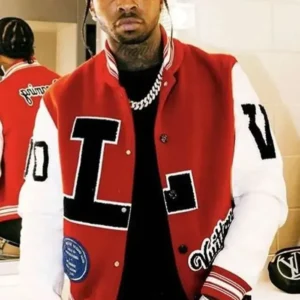 Pop Smoke Dreaming Red Varsity Jacket
