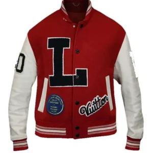 Pop Smoke Dreaming Red Varsity Jacket Front Look