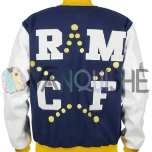 Real Madrid Blue and White Varsity Jacket back
