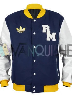 Real Madrid Blue and White Varsity Jacket front