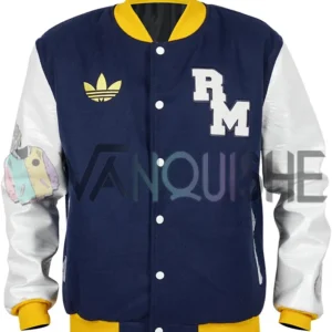 Real Madrid Blue and White Varsity Jacket front