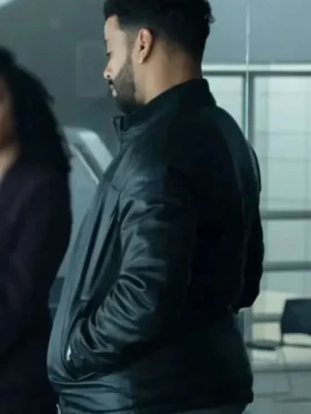 Ryan Broussard Boston Blue Black Leather Jacket Back Look