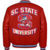 SC State University Red Varsity Jacket Back