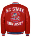 SC State University Red Varsity Jacket Back