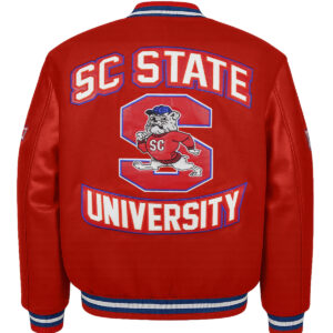 SC State University Red Varsity Jacket Back