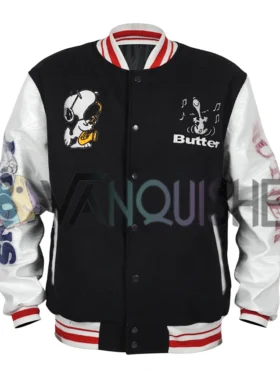 Snoopy Butter Letterman Jacket front