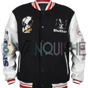 Snoopy Butter Letterman Jacket front