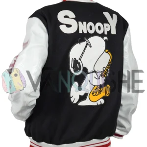 Snoopy Butter Letterman Jacket left back