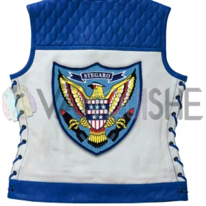 Stegaro American Eagle Motorcycle Leather Vest Blue Color