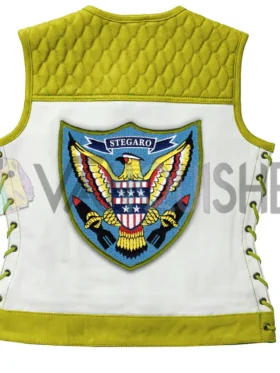 Stegaro American Eagle Motorcycle Leather Vest Yellow Color