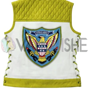 Stegaro American Eagle Motorcycle Leather Vest Yellow Color