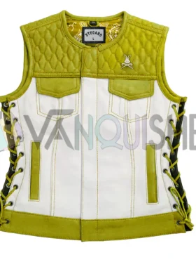Stegaro American Eagle Motorcycle Leather Vest Yellow Color