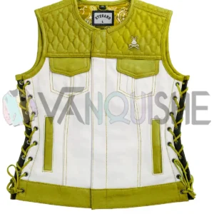 Stegaro American Eagle Motorcycle Leather Vest Yellow Color