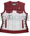 Stegaro American Eagle Motorcycle Leather Vest Maroon Color