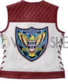 Stegaro American Eagle Motorcycle Leather Vest Maroon Color