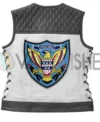 Stegaro American Eagle Motorcycle Leather Vest Grey Color