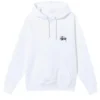 Stussy Basic Hoodie White color Front Look