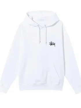 Stussy Basic Hoodie White color Front Look