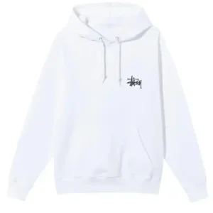 Stussy Basic Hoodie White color Front Look