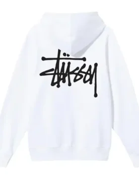 Stussy Basic Hoodie White color Back look