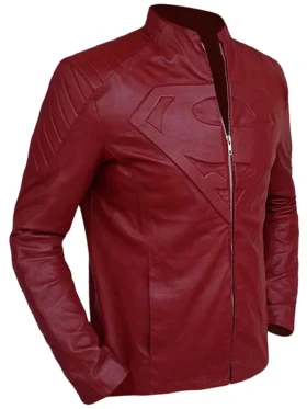 Superman Smallville Maroon Leather Jacket Back