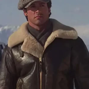 Sylvester Stallone Rocky IV Shearling Leather Jacket Front Look