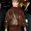 Taylor Swift NYC 2025 Brown Leather Jacket
