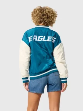 Terez Philadelphia Eagles Zip up Bomber Jacket Back Look