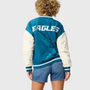 Terez Philadelphia Eagles Zip up Bomber Jacket Back Look