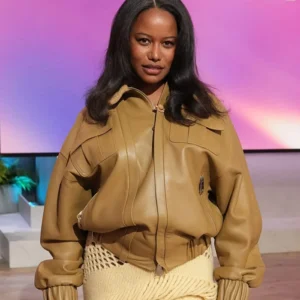 The Jennifer Hudson Show S04 Taylour Paige Leather Jacket Side