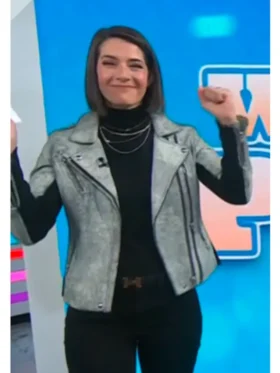 The Today Show 2025 Daryn Carp Silver Metallic Leather Biker Jacket