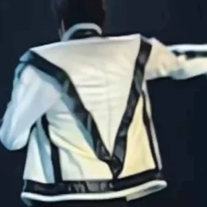 Thriller Michael Jackson White Leather Jacket Back Look