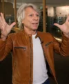 Today Jon Bon Jovi Brown Leather Jacket Front