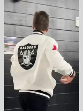 Tom Brady White Raiders Jacket Back Look