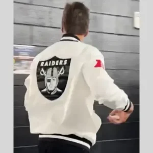 Tom Brady White Raiders Jacket Back Look
